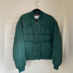 Vintage Plaid Lined Green Puffer Bomber Jacket Vintage Gap Coat